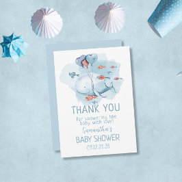 カスタムWhale Boy Baby Shower Guest Thank You サンキューカード