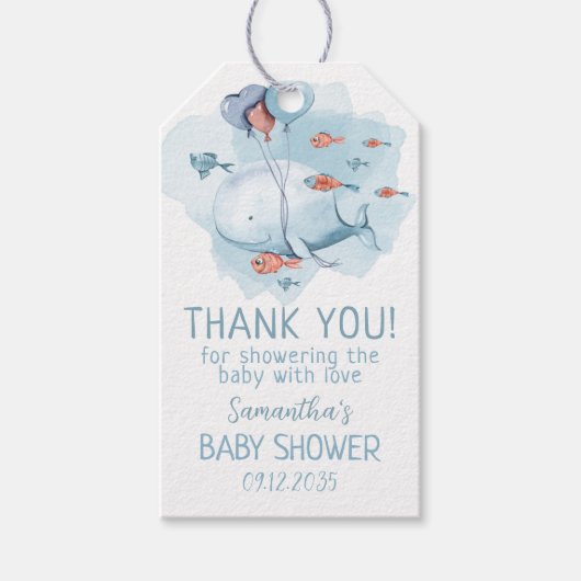 カスタムWhale Boy Baby Shower Guests Thank You ギフトタグ (正面)