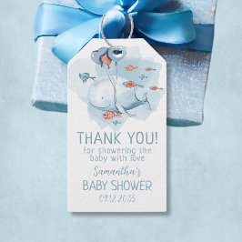 カスタムWhale Boy Baby Shower Guests Thank You ギフトタグ