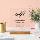 カスタムWi-Fi詳細とパスワードホワイト アクリルサイン (ウェディング)