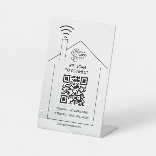 カスタムWi-Fi QRコードパスワード表示 台座サイン (正面)
