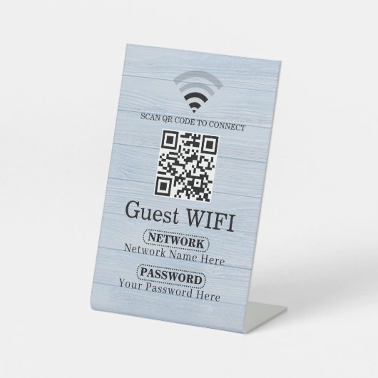 カスタムWi-Fi QRコードパスワード表示 台座サイン (正面)