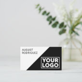 カスタムWide Logo QRコード白黒幾何学的 名刺 (スタンド正面)