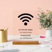 カスタムWiFiネットワークとパスワードホワイト アクリルサイン (ウェディング)