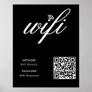 カスタムWiFiネットワークQRコードブラックポスター ポスター
