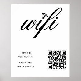 カスタムWiFiネットワークQRコードホワイトポスター ポスター