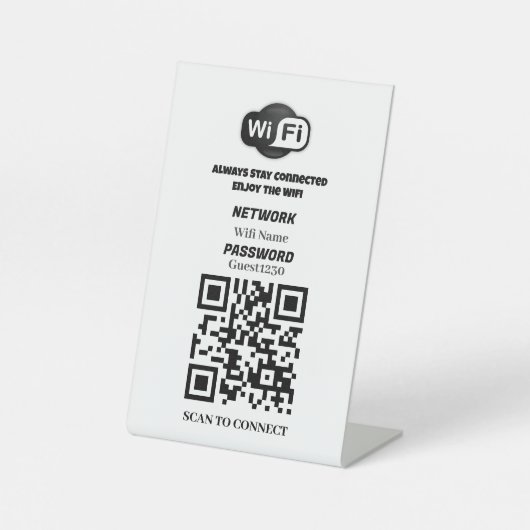 カスタムWiFi QRコードテーブルサイン 台座サイン (正面)