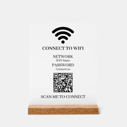 カスタムWiFi QR | 簡単ネットワークアクセス表示 アクリルサイン (正面)