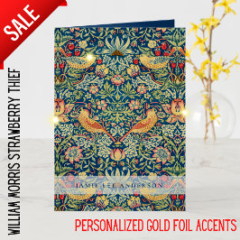 カスタムWilliam Morris Birds Pattern 箔グリーティングカード