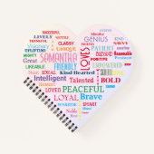 カスタムWord ArtハートKeepsake自分の単語を追加 ノートブック (正面)