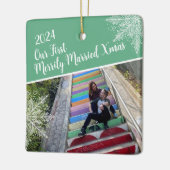 カスタムYear We First Merrily 結婚したクリスマス写真 セラミックオーナメント (左)