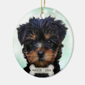 カスタムYorkshire Terrier Puppy Dog写真 セラミックオーナメント (左)