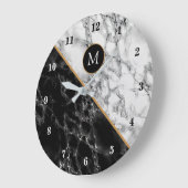 カスタムYour Letter Wall Clock Marbleデザイン ラージ壁時計 (傾斜)