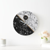 カスタムYour Letter Wall Clock Marbleデザイン ラージ壁時計 (ホーム)