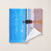 カスタムYour Petsフォトバスタオルと文字 バスタオルセット (ウォッシュタオル)