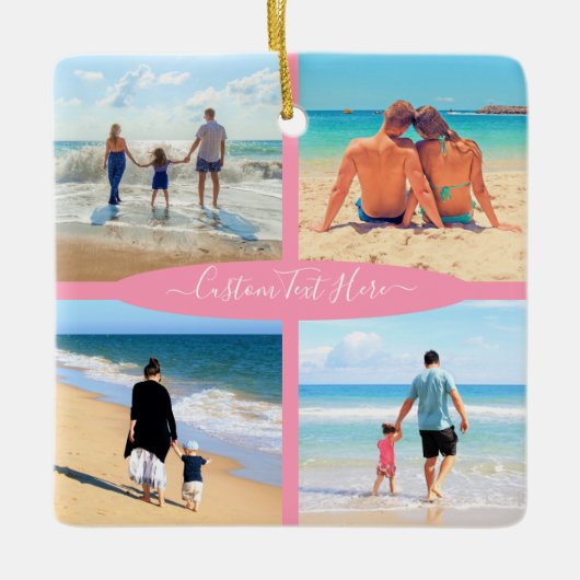 カスタムYour Photo Collage文字クリスマス装飾 セラミックオーナメント (正面)