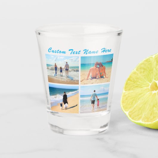 カスタムYour Photo Collage Shot Glass Giftと文字 ショットグラス (正面)