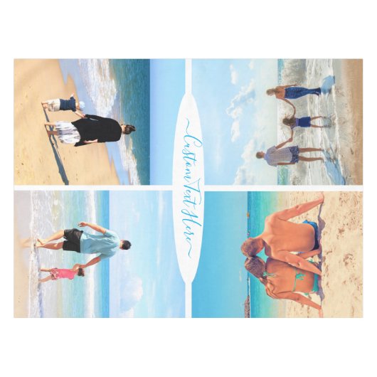 カスタムYour Photo Collage Tablelothと文字 テーブルクロス (正面(横))