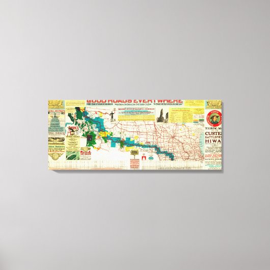 カスターのバトルフィールド高速道路のツーリングマップ キャンバスプリント (正面)