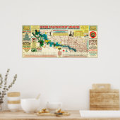 カスターのバトルフィールド高速道路のツーリングマップ ポスター (キッチン)