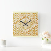 カスタードクリームレトロビスケットクッキー時計 スクエア壁時計 (ホーム)