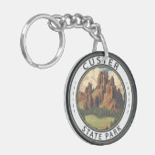 カスター州パークサウスダコタトラベルアートヴィンテージ キーホルダー (正面左)