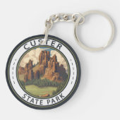 カスター州パークサウスダコタトラベルアートヴィンテージ キーホルダー (裏面)