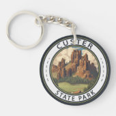 カスター州パークサウスダコタトラベルアートヴィンテージ キーホルダー (正面)