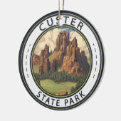 カスター州パークサウスダコタトラベルアートヴィンテージ セラミックオーナメント (左)