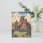 カスター州パークサウスダコタトラベルアートヴィンテージ ポストカード (スタンド正面)