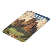 カスター州パークサウスダコタトラベルアートヴィンテージ マグネット (左側)