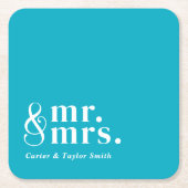 カスタ結婚したマイズ可能なタイ結婚トルのカップル スクエアペーパーコースター (正面)