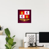 カスティーリャ・イ・レオン国旗 ポスター (ホームオフィス)