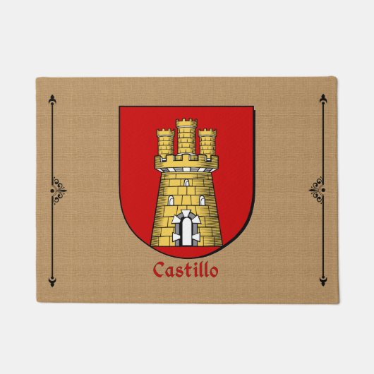 カスティーリョヒストリカルシールドのBurlap背景 ドアマット (正面)