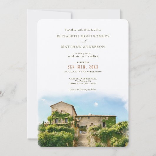 カステッロディペトラタアッシジイタリ結婚アルズ 招待状 (正面)