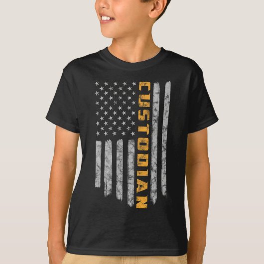 カストディアメリカ国旗USA用守衛学校 Tシャツ (正面)
