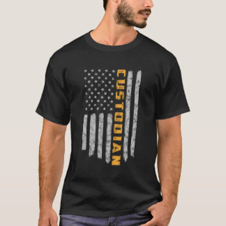 カストディアメリカ国旗Usa Janitor School Tシャツ