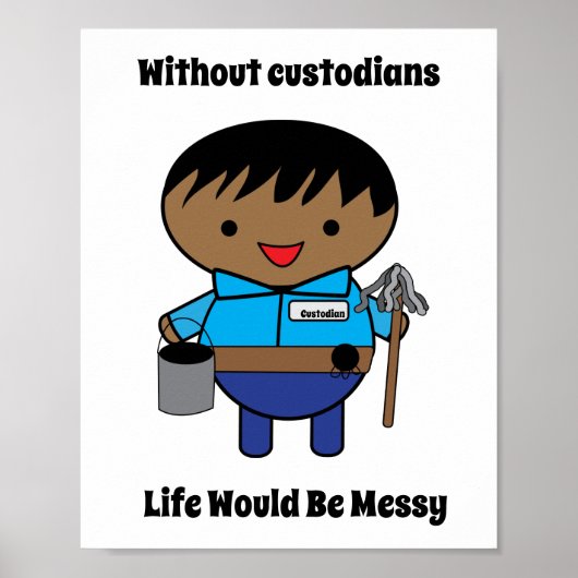 カストディアンジャナイターブラック男性かわいい おもしろい ポスター (正面)