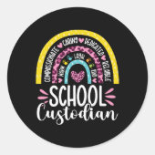 カストディンバッテリー生命学校の清掃員レインボー ラウンドシール (正面)