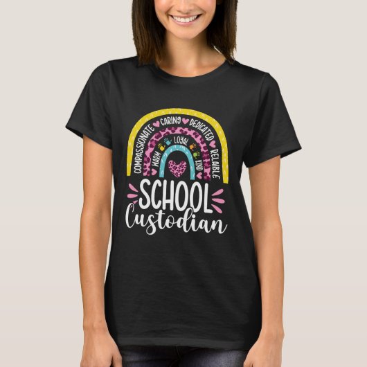カストディンバッテリー生命学校の清掃員レインボー Tシャツ (正面)