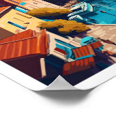 カストリアギリシャ旅行ヴィンテージイラストレーション ポスター (角)