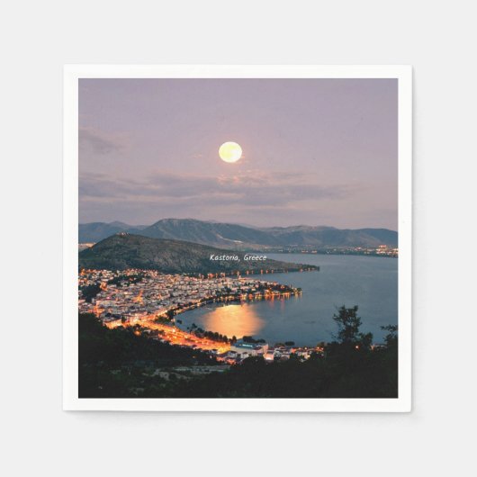 カストリア、風景写真 スタンダードカクテルナプキン (正面)