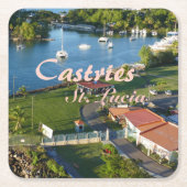 カストリーサンルシアカリブの島 スクエアペーパーコースター (正面)