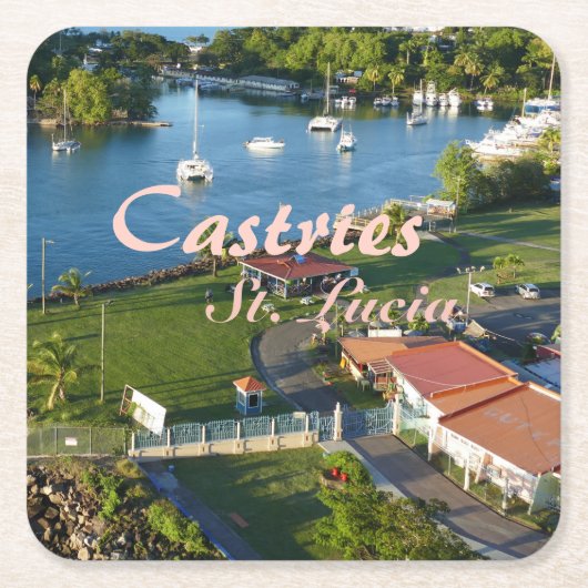 カストリーサンルシアカリブの島 スクエアペーパーコースター (正面)