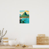 カストリーサンルシアヴィンテージトラベルイラストレーション ポスター (キッチン)