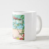 カストリー・サンルシア・ヴィンテージ旅行ポスター ジャンボコーヒーマグカップ (正面右)