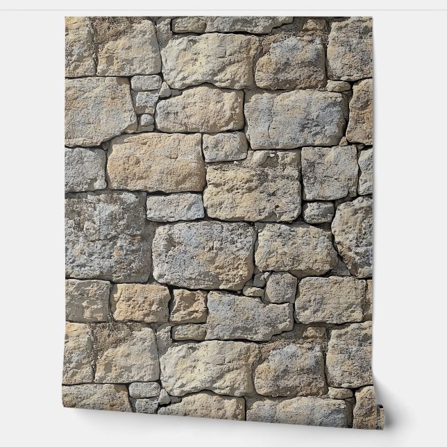 カストレコレベージュストーンウォール 壁紙 (ほどく)