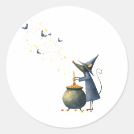 カストロ不気味ンの可愛いマウスウィザード – レトロハロ ラウンドシール