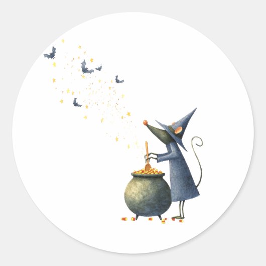 カストロ不気味ンの可愛いマウスウィザード – レトロハロ ラウンドシール (正面)