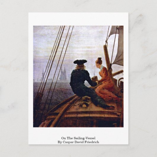 カスパル・デイビッド・フリードリヒの帆船で ポストカード (正面)